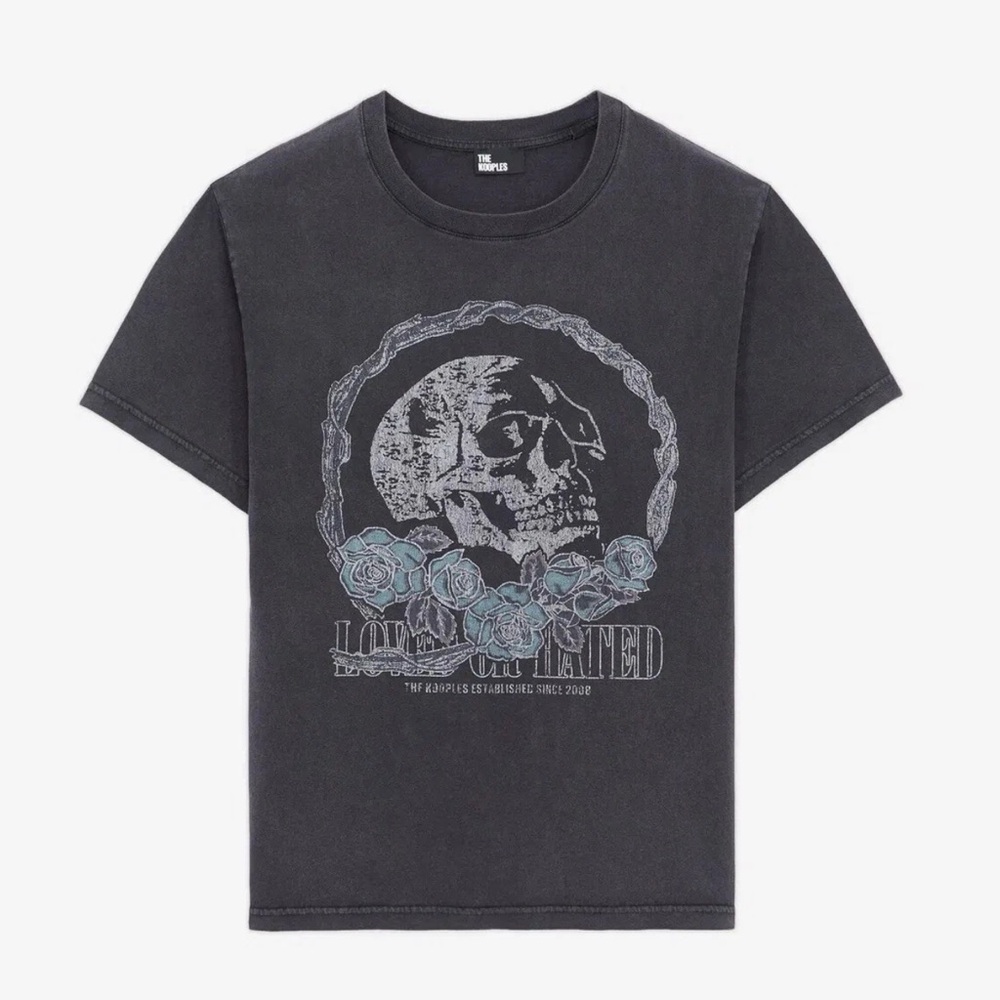 The Kooples Black/Grey Graphic Tee, Size 2